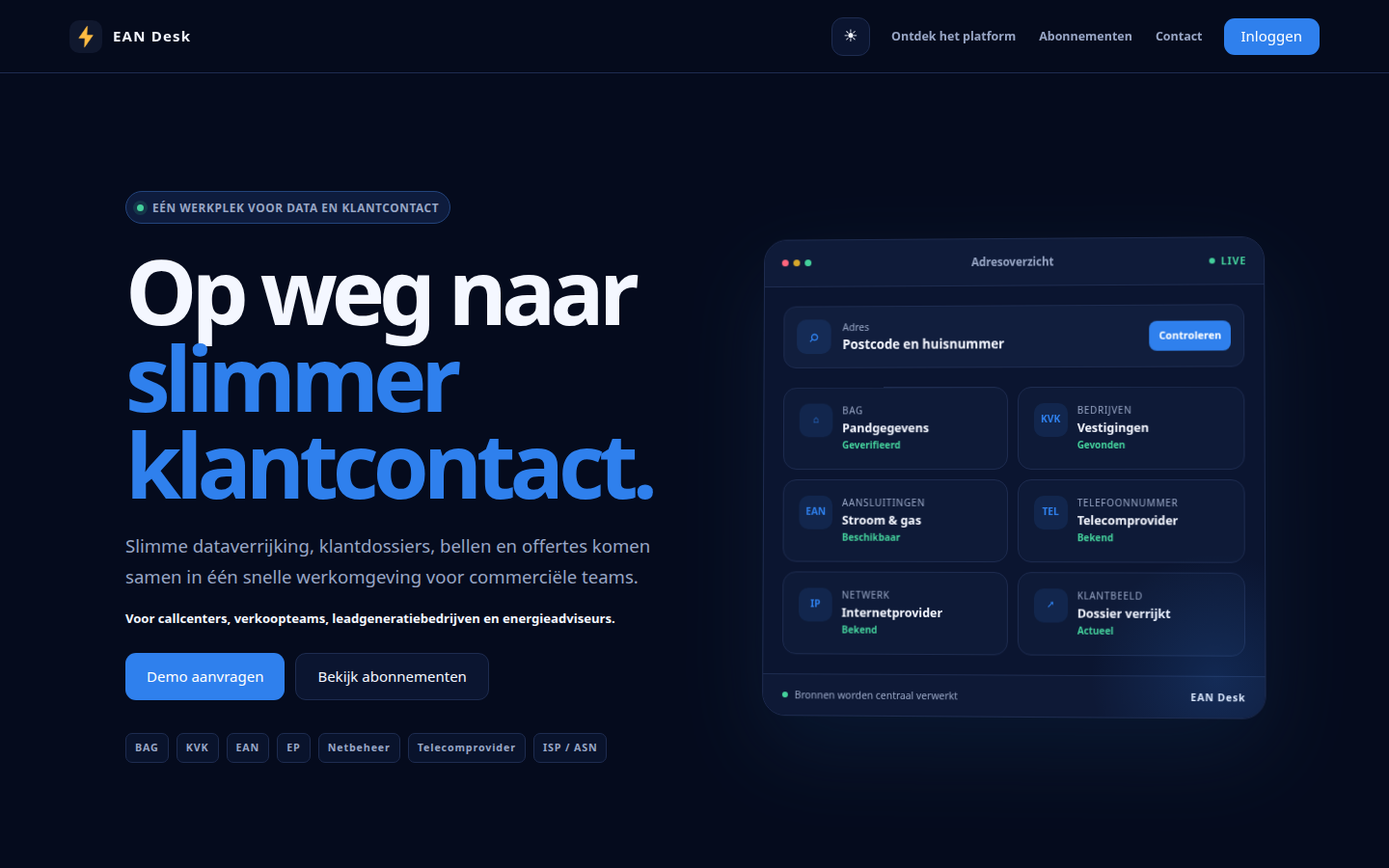 Screenshot van EAN Desk
